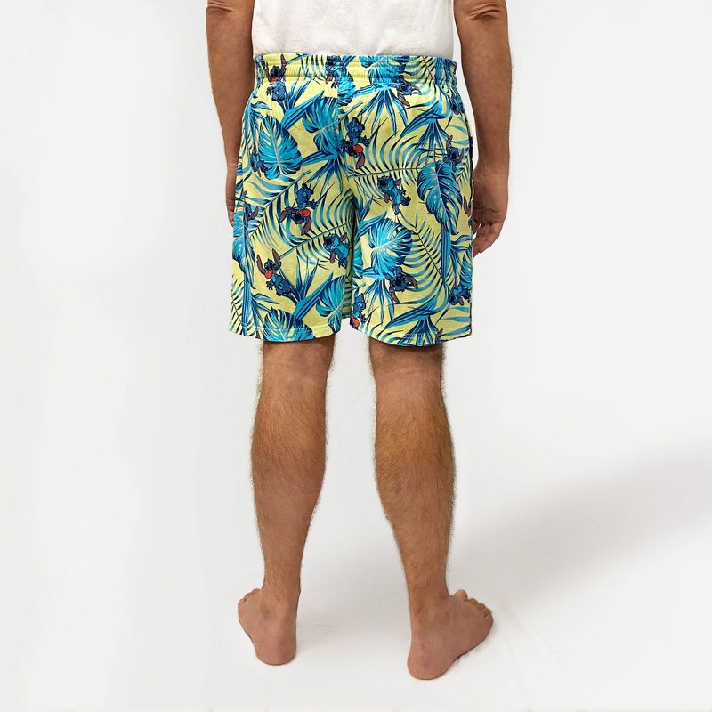 Men&#39;s Disney Lilo Stitch 8&#34; Palm Print Pajama Shorts - Yellow, 2 of 5