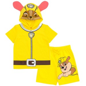 Paw Patrol Chase Skye Rubble Marshall Cosplay T-Shirt and Bike Shorts French Terry Outfit Set Toddler to Big Kid - 1 of 4