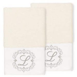 Linum Home Textiles 100% Turkish Cotton MONICA 2PC Embellished Hand Towel Set - 1 of 1