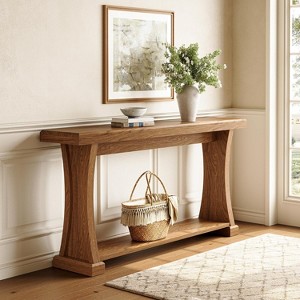 Tribesigns 63”Console Table for Entryway, 2-Tier Entryway Table Behind Sofa Couch with Storage Shelves for Home Living Room Hallway,Rustic Brown - 1 of 4