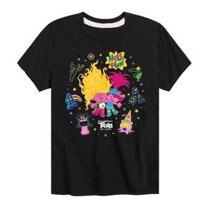 Boys' - Trolls - Poppy and Viva Neon Golf Short Sleeve Graphic T-Shirt - 1 of 4