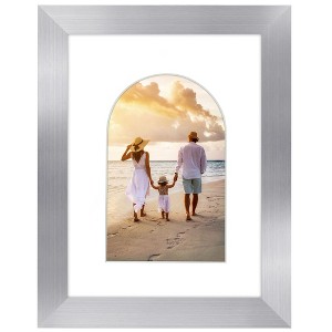 Americanflat 4x6 Picture Frame with Arch Mat Insert and Shatter-Resistant Glass - Signature Collection - 6x8 Picture Frame without Mat - Silver - 1 of 4