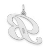 Black Bow Jewelry 14k White Gold, Ella Collection, LG Fancy Script Initial Pendant A-W - 3 of 4