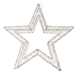 Season's Designs 20" LED Silver Metal Wire Star Indoor/Outdoor Christmas Decoration, Wall Hanging, Requires AAA Batteries (Not Included), LED Light - 1 of 1