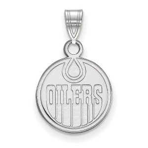 Black Bow Jewelry Sterling Silver Edmonton Oilers NHL Small Pendant - 1 of 3