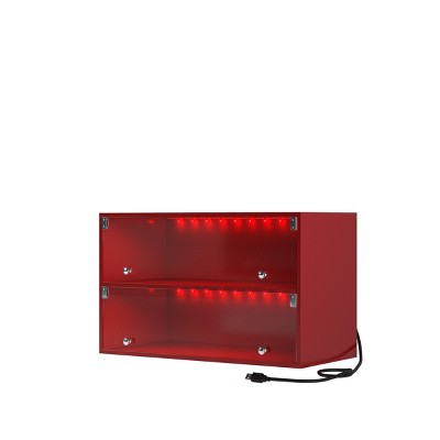 GlasFlength Shoe Racks Glass Door Shoe Box Shoe Organizer Shoe Storage Cabinet Small Shoe Rack for Living Room, Red, 31.1"*14.96"*18.9"