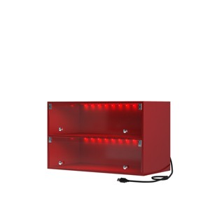 GlasFlength Shoe Racks Glass Door Shoe Box Shoe Organizer Shoe Storage Cabinet Small Shoe Rack for Living Room, Red, 31.1"*14.96"*18.9" - 1 of 4