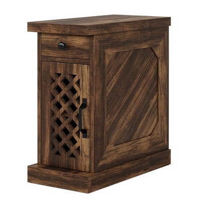 Resenkos Nightstand, Night Stand,Rustic Side Table, End Table Nightstand with Storage Drawer,Brown