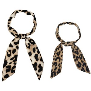 Allegra K Women's Skinny Leopard Printed Hairband Long Neckerchief Neck Scarf 2Pcs - 1 of 4