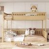 Twin XL/Full XL/Queen Over Queen Bunk Bed with Ladder and Guardrails, Convertible into Two Separate Beds, White/Natural - ModernLuxe - 2 of 4