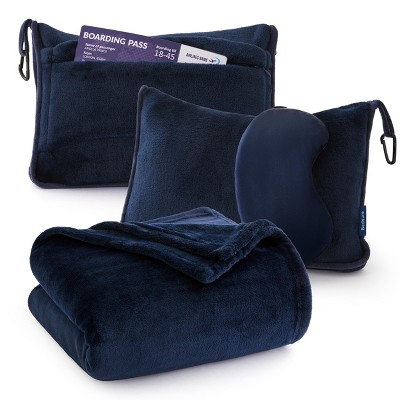 Travel Blanket Airplane Compact with Storage Bag Packable Blanket with Eye Mask Lightweight 3-in-1 Travel Essentials  Functioned as Pillow