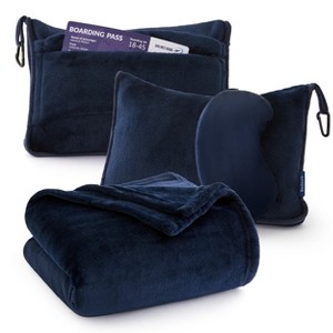 Travel Blanket Airplane Compact with Storage Bag Packable Blanket with Eye Mask Lightweight 3-in-1 Travel Essentials  Functioned as Pillow - 1 of 4