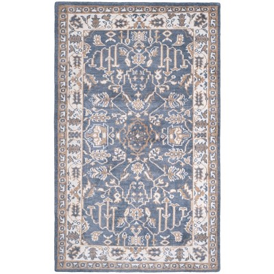 4'x6' Leaf Knotted Area Rug Blue/Ivory - Safavieh