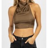 Women's SILKY OPEN BACK CROP TOP - OLIVACEOUS - 2 of 4