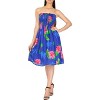 LA LEELA Women's Tube Dress Backless Midi Top One Size Blue Floral - 4 of 4