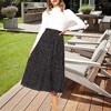 Women's Polka Dot Maxi Skirt - High Waist Pleated Midi Swing Skirt with Pockets for Beach & Cruise Black - 2 of 4