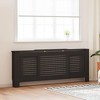 vidaXL Radiator Cover with Top Shelf, Hide Cluttered Pipes, MDF, 55.5-80.7''x7.5''x32.1'', Black - 2 of 4