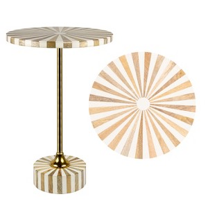 JONATHAN Y Calix Contemporary Minimalist Metal/Cork Round End Table - 1 of 4