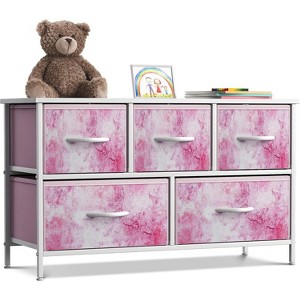 Sorbus 5 Drawers Dresser- Storage Unit with Steel Frame, Wood Top, Fabric Bins - for Bedroom, Closet, Office and more - 1 of 4