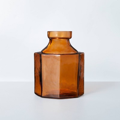 Octagonal Amber Glass Bottle Vase - Hearth & Hand™ with Magnolia