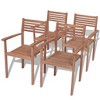 vidaXL Stackable Patio Chairs - Set of 4 | Built from Solid Teak Wood | Suitable for Homes, Offices, and Outdoor Spaces - 2 of 4