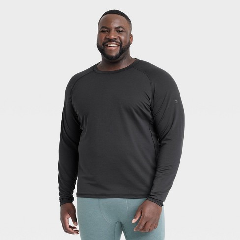 Men Warm Long Sleeve Compression Shirts Turtleneck Winter Base Layer Top  Pullover Lightweight T-Shirt Black 2XL