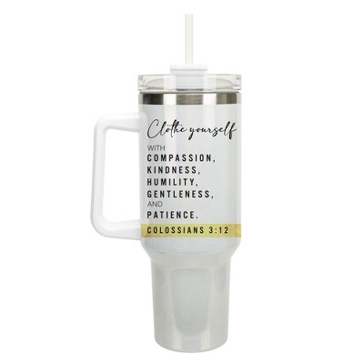Elanze Designs Clothe Yourself Compassion Colossians 3:12 40 oz. Stainless Steel, Large Water Bottle Coffee Mug, Spill & Leak Resistant, Thermal