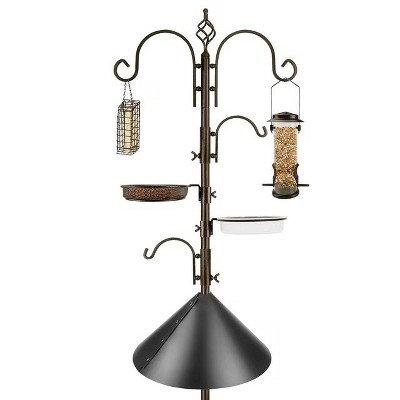 Snynuxx Bird Feeders Bird Feeding Station Kit Bird Feeding Pole Wild Bird Feeder Hanging Kit with Squirrel Guard Baffle