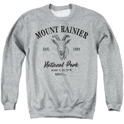 Men's Mount Rainier National Park Mountain Goat Icon Crewneck Sweatshirt