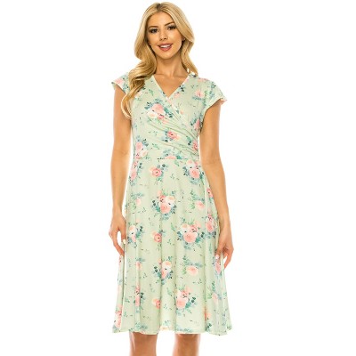Women's Solid And Print V-neck Skater Dress