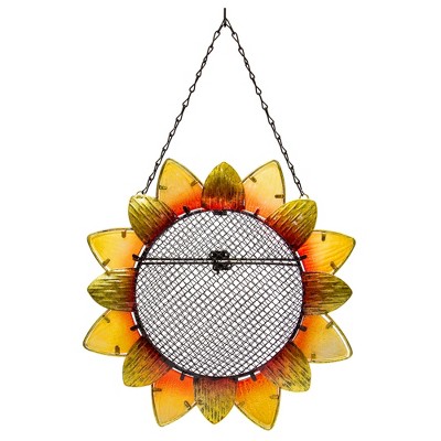 Evergreen Flag  Beautiful Sunflower Metal and Glass Bird Feeder - 11 x 19 x 3 Inches Homegoods and Decorations for Every Space