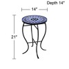 Teal Island Designs Modern Black Round Outdoor Accent Side Table 14" Wide Light Blue Mosaic Tabletop Front Porch Patio Home House Balcony - 4 of 4