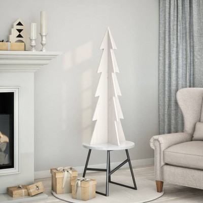Aghana Digitals 112cm White Solid Pine Wood Decorative Christmas Tree - Rustic DIY-Friendly Indoor