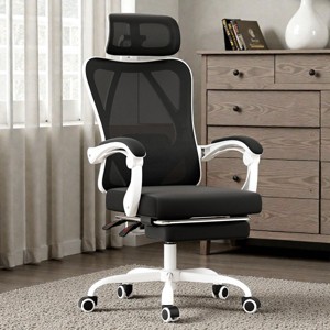 Mshliw Ergonomic Mesh Office Chair with Footrest, Adjustable Headrest & Lumbar Support, High-Back Reclining Computer Desk Chair for Home Office - 1 of 4