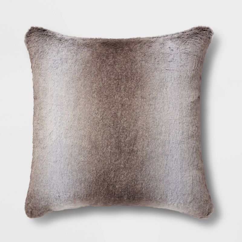 Neutral Faux Fur Throw Pillow - Threshold&#8482;, 1 of 9