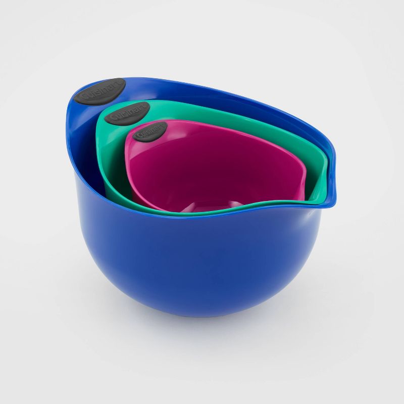 Cuisinart Set of 3 Plastic/Silicone Soft Grip Mixing Bowls Jewel Tone, 5 of 7