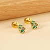 Christmas Tree Stud Earrings: Gold-Toned Screw Back Design for Couples. - 3 of 4