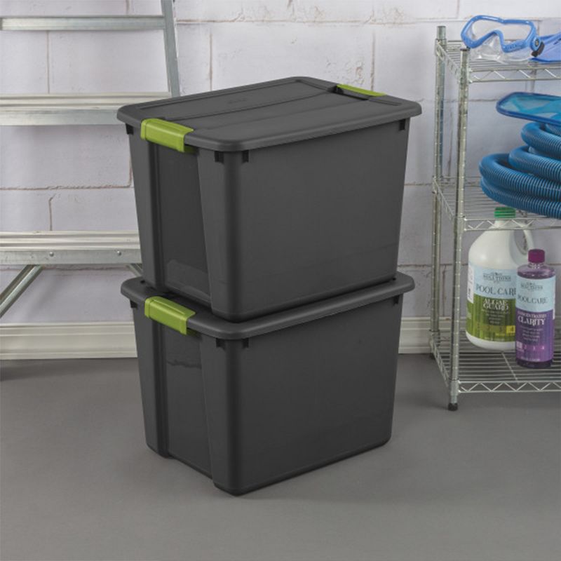 Sterilite Rectangular Plastic Latching Tote Storage Container with Indexed Lid and Green Molded Handles for Home Organization, 6 of 9
