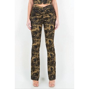 Women's V-cut Camo Flared Pants - American Bazi - 1 of 4
