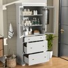 Rbied 30.1 in. W x 15.7 in. D x 70.1 in. H MDF Freestanding Linen Cabinet Tall Bathroom Cabinet with Adjustable Shelves - 4 of 4