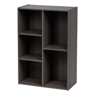 IRIS USA 5 Compartment Open Bookshelf, Cube Storage Organizer, Closet Shelves, Wooden Bookshelf, Grey