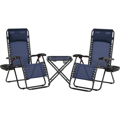 Yaheetech 3pcs 26in Outdoor Zero Gravity Chairs with Table