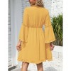 Coolmee Women's Spring Summer Dress V Neck Ruffle Sleeve A line Mini Dress Flowy Swing High Waist Dresses - 3 of 4