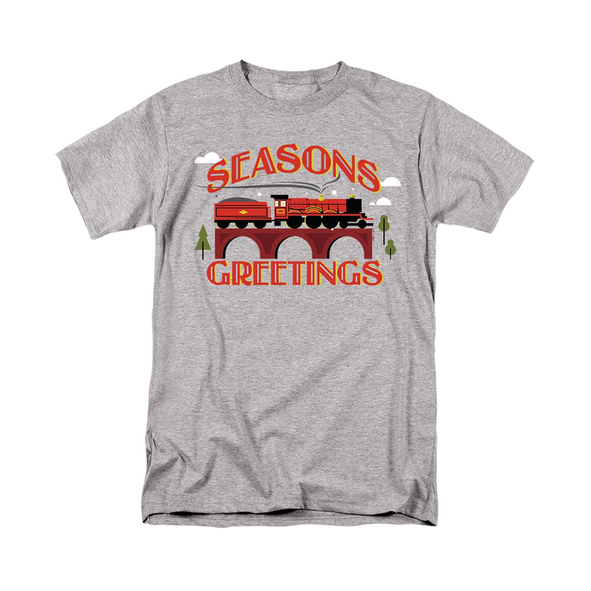 Harry Potter Seasons Greetings Christmas Hogwarts Express Adult T-Shirt Athletic Heather