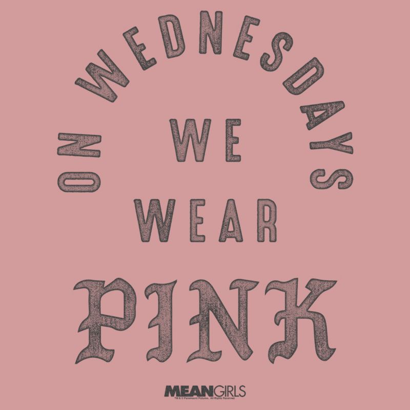 Women's Mean Girls On Wednesdays We Wear Pink Distressed T-Shirt, 2 of 4