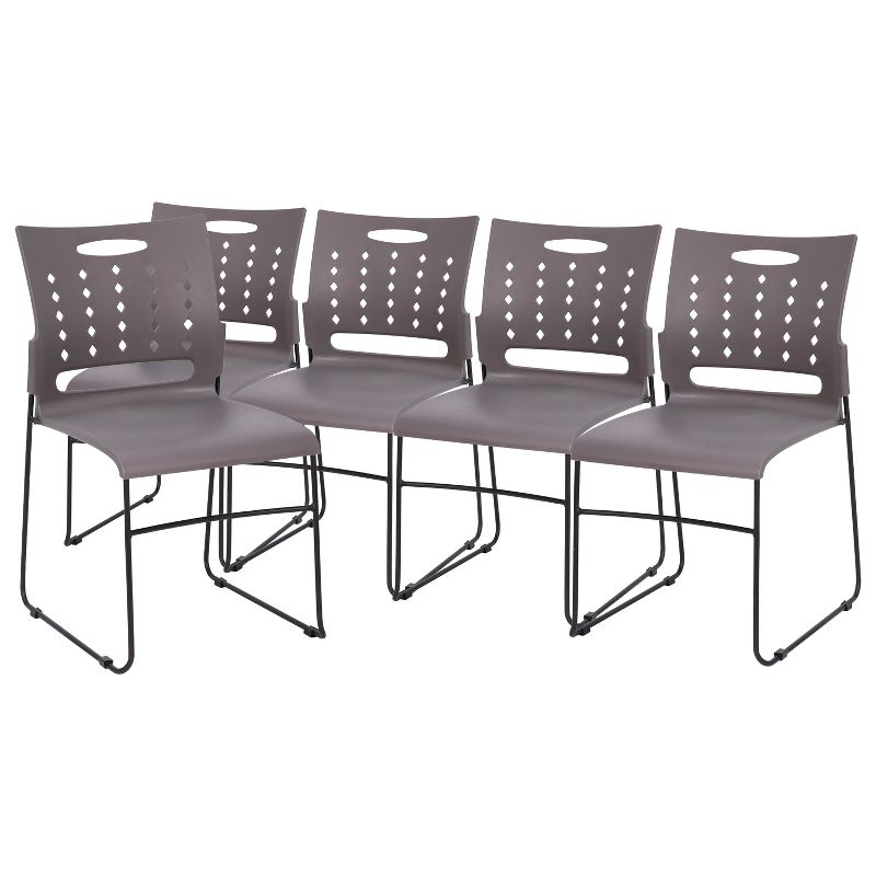 Flash Furniture 5 Pack HERCULES Series 881 lb. Capacity Sled Base Stack Chair with Air-Vent Back, 1 of 12