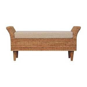 TiramisuBest Contemporary Bench in Silver Metal and Camel Faux Leather, 18.0"L Entryway Bench - 1 of 4