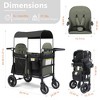 Kinder King All-Terrain Stroller Wagon for 2 Kids with Canopy, Shock-Absorbing Wheels, Storage Bag, Snack Tray & Adjustable Leather Handle - 3 of 4