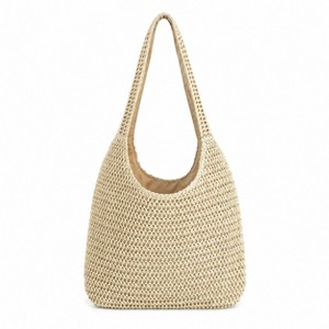 Alilang Woven Straw Tote Bag Large Capacity Zip Top Shoulder