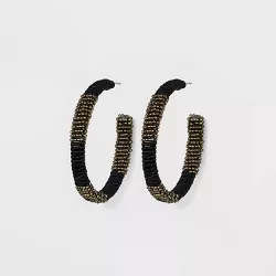 SUGARFIX by BaubleBar Textured Beaded Hoop Statement Earrings - Black